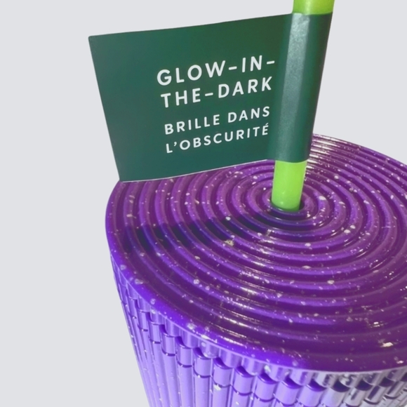 "Easter"New Starbucks 2024 Glow-In-The-Dark Purple Cold Tumbler 24oz Straw Bling - Picture 3 of 13